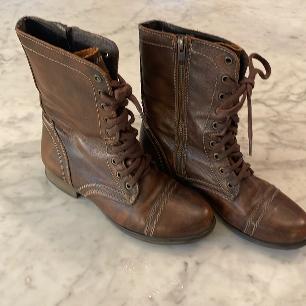 Brown Leather Moto Boots